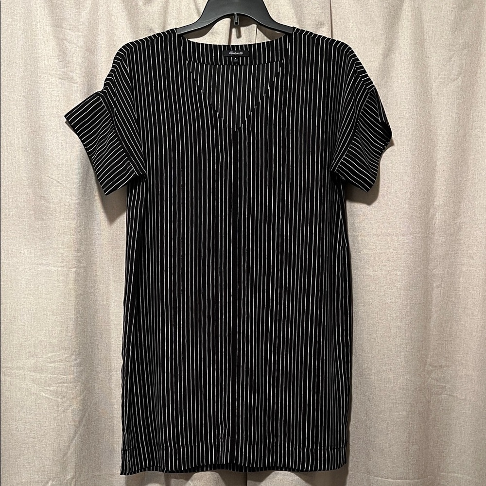 Madewell Black and White Pinstripe Dress Size Medium
